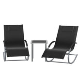 Ensemble fauteuil à bascule de jardin et table en bois pour extérieur, conçu pour un confort et une détente en plein air.