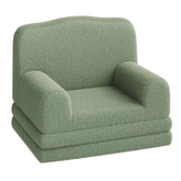 Fauteuil pour enfant convertible Cazamoon.com, assise rembourrée en tissu coloré avec dossier confortable et bras intégrés.