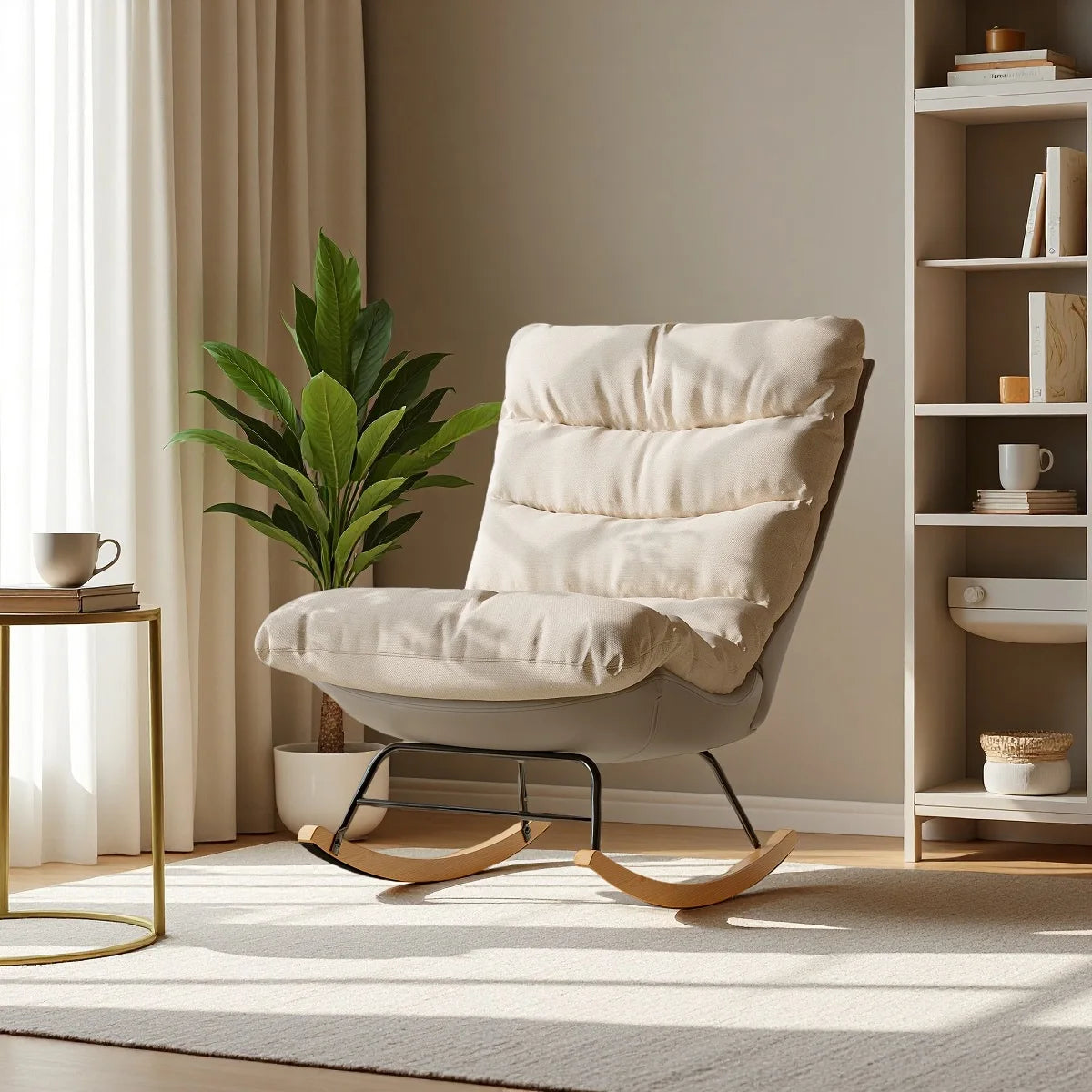 chaise à bascule beige