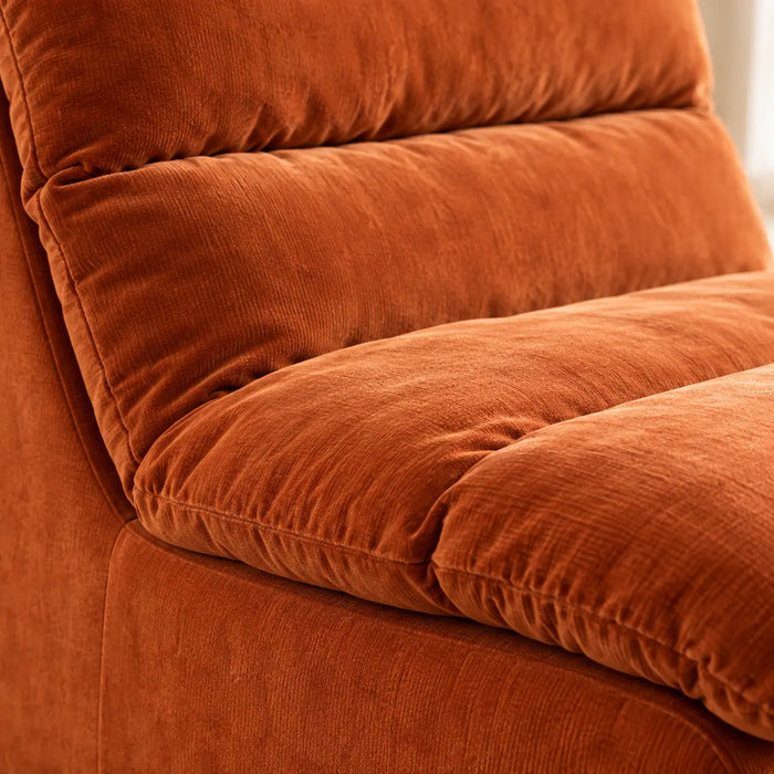 Fauteuil bas avec pouf terracotta