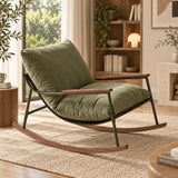 Fauteuil à bascule design en velours vert
