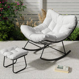 Fauteuil à bascule oversize avec repose-pieds blanc