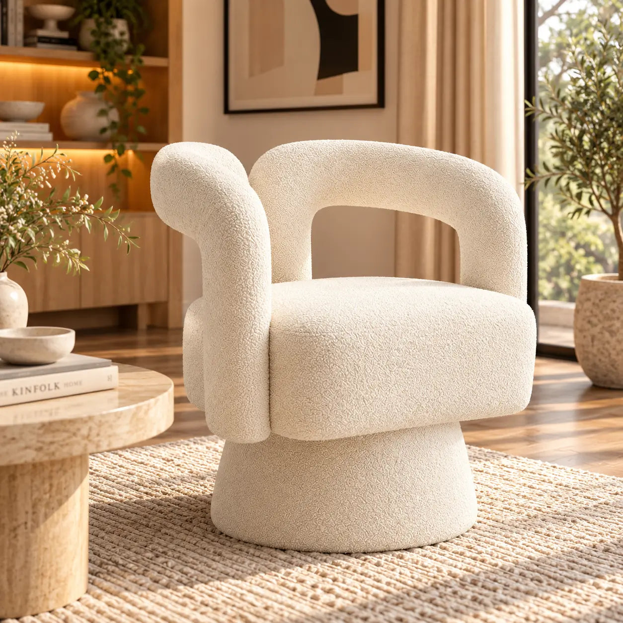 Fauteuil pivotant design italien blanc