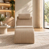 Fauteuil chaise longue en velours côtelé beige