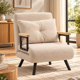 Fauteuil convertible en lit effet peau de mouton beige