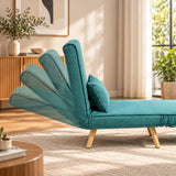 Fauteuil convertible vert avec pieds en bois