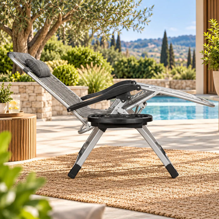 Fauteuil de jardin avec coussin amovible gris