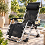 Fauteuil de jardin inclinable avec appui-tête gris