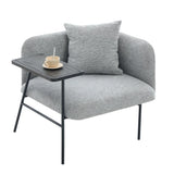 Chaise d'appoint moderne rembourrée en tissu avec deux poches de rangement et cadre en métal, set avec table d'appoint Cazamoon.com