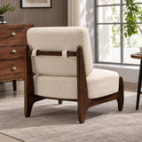 Fauteuil design bouclé et bois