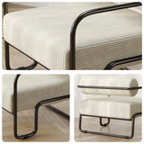Fauteuil d'appoint moderne Cazamoon avec cadre en métal noir et rembourrage en velours côtelé, pour salon ou espace de détente.