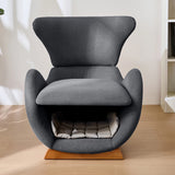 Fauteuil design gris avec niche pour chat