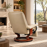 Fauteuil en cuir avec repose-pieds