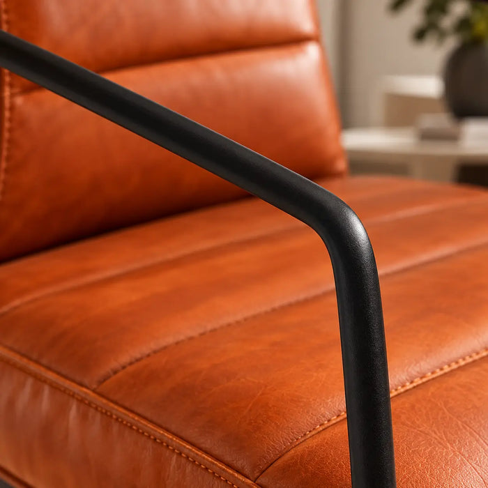Fauteuil en cuir style industriel marron