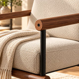 Fauteuil en tissu coton et lin beige