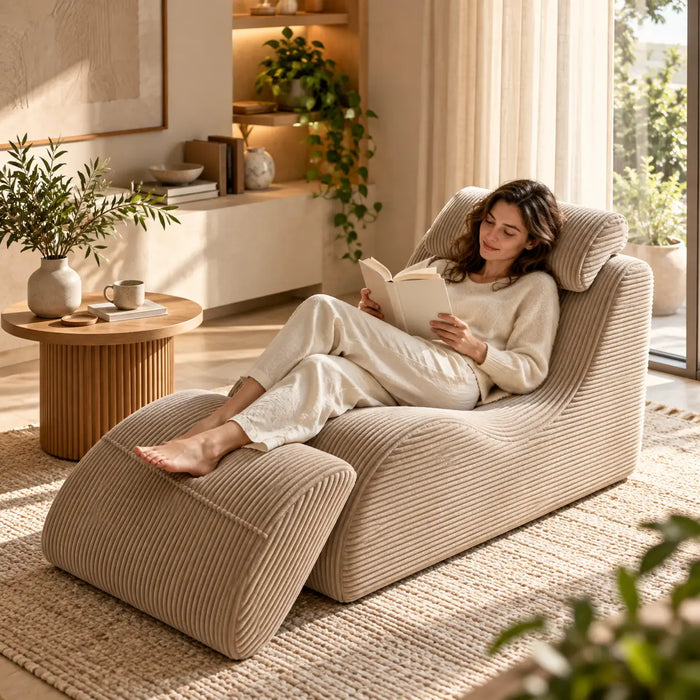 Fauteuil en velours côtelé chaise longue 