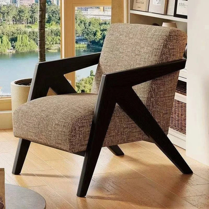 Fauteuil individuel en tissu avec cadre en bois