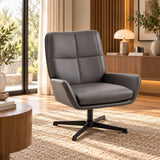Fauteuil lounge pivotant aspect cuir gris