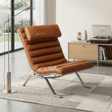 Fauteuil lounge vintage aspect cuir marron
