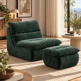 Fauteuil paresseux bas avec pouf vert