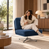 Fauteuil pivotant en chenille bleu