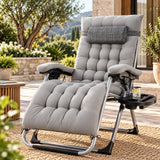 Fauteuil relax de jardin avec coussin amovible gris