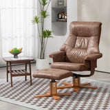 Fauteuil relaxation pivotant avec repose pieds cuir