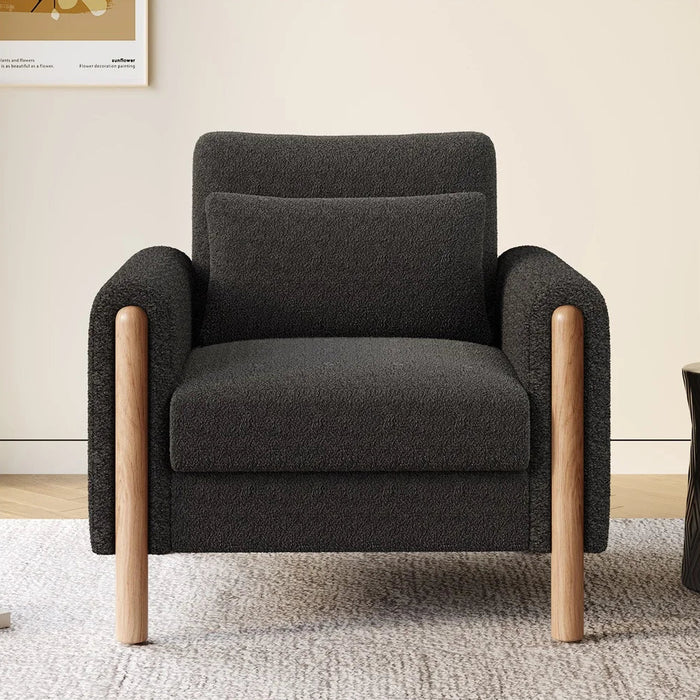 Fauteuil moderne simple et confortable avec coussin épais et rembourrage doux, idéal pour la détente dans le salon.