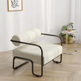 Chaise d'appoint moderne Cazamoon avec cadre en métal noir et rembourrage en velours côtelé pour salon.