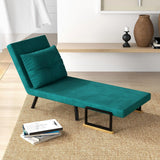 Fauteuil 3-en-1  en velours vert avec dossier réglable
