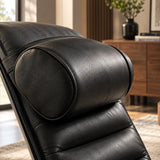 Fauteuil vintage aspect cuir noir