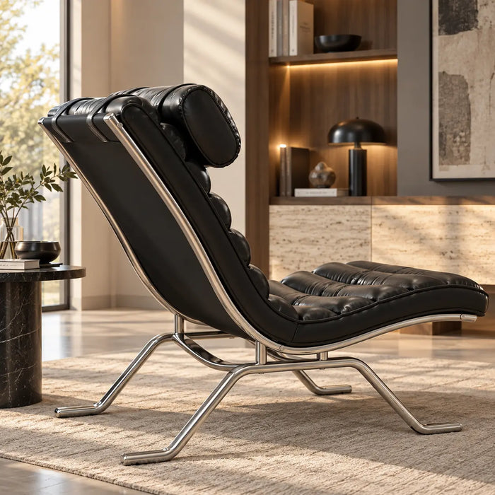 Fauteuil vintage noir aspect cuir