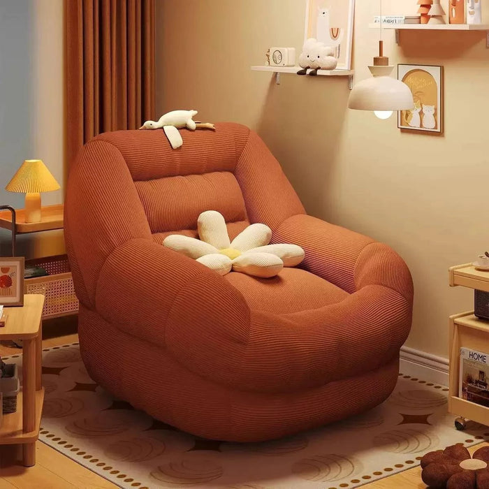 Fauteuil canapé en velours côtelé, mobilier d'intérieur Cazamoon, idéal pour salon, chambre ou balcon, style cosy et moderne.