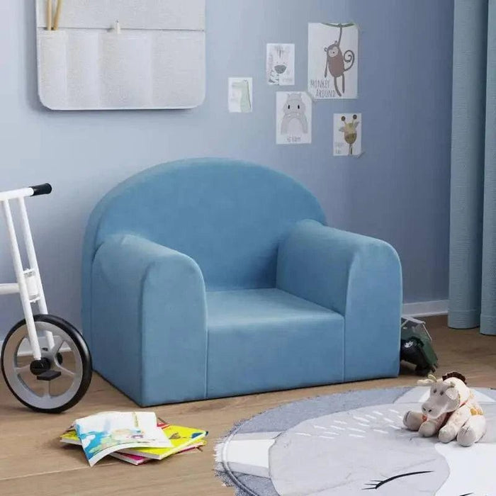 Fauteuil enfant doux en tissu, coloris pastel, avec coussins moelleux, idéal pour la chambre ou le salon, design enfant Cazamoon.com